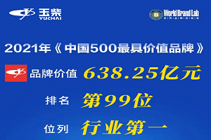连续16年领跑内燃机行业 玉柴品牌价值突破638亿元