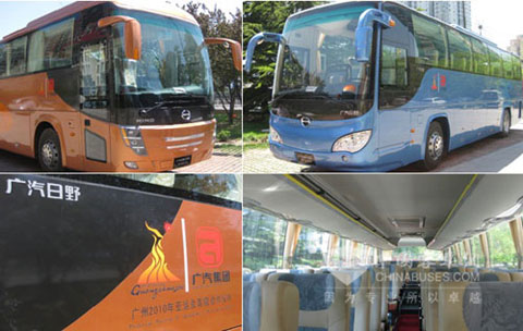 广汽日野(沈阳)6115、6123(左)系列客车成为最耀眼的明星