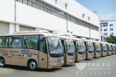 2011年9月底，海汽旅游购置的68台金旅中型巴士正式交付