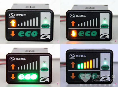 ECO-driving具有升降挡提示(图1-2)、最佳行驶ECO状态提示(图3)、瞬时油耗定性提示(图4)等功能