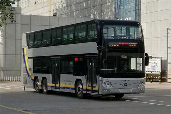 福田欧辉BJ6128SHEVCA-3插电式双层公交车(天然气/电混动国五38-68座)